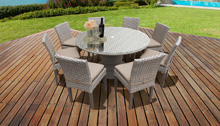 Catalina 60 Inch Outdoor Patio Dining Table with 8 Armless Chairs - Design Furnishings