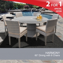 Harmony 60 Inch Outdoor Patio Dining Table With 6 Chairs - Design Furnishings