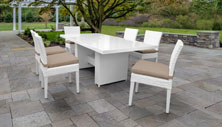 Key Largo Rectangular Outdoor Patio Dining Table with 6 Armless Chairs - Design Furnishings