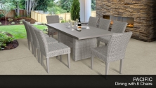 Pacific Rectangular Outdoor Patio Dining Table with 8 Armless Chairs - Design Furnishings