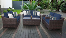 kathy ireland River Brook 7 Piece Outdoor Wicker Patio Furniture Set 07e - Design Furnishings