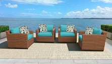 Tuscan 4 Piece Outdoor Wicker Patio Furniture Set 04b - Design Furnishings